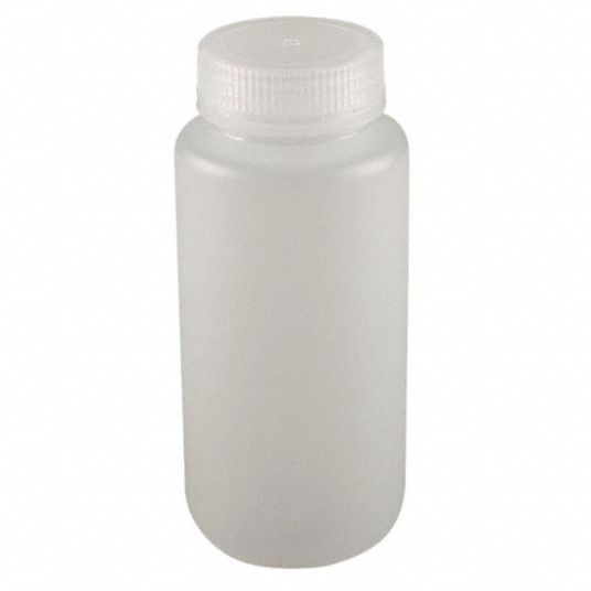 LAB SAFETY SUPPLY Wide Mouth Round Bottle, Sampling, Plastic, 1,000 mL