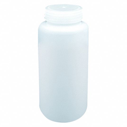 LAB SAFETY SUPPLY Wide Mouth Round Bottle, Sampling, Plastic, 500 mL ...