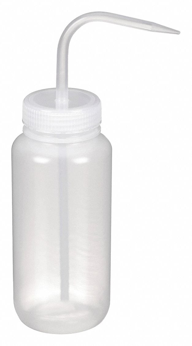 Wash Bottles; 16 oz, Distilled Water, Wide Mouth, Blue Cap, Safety-Labeled,  4/Pack, CRW-80098 - Cleanroom World