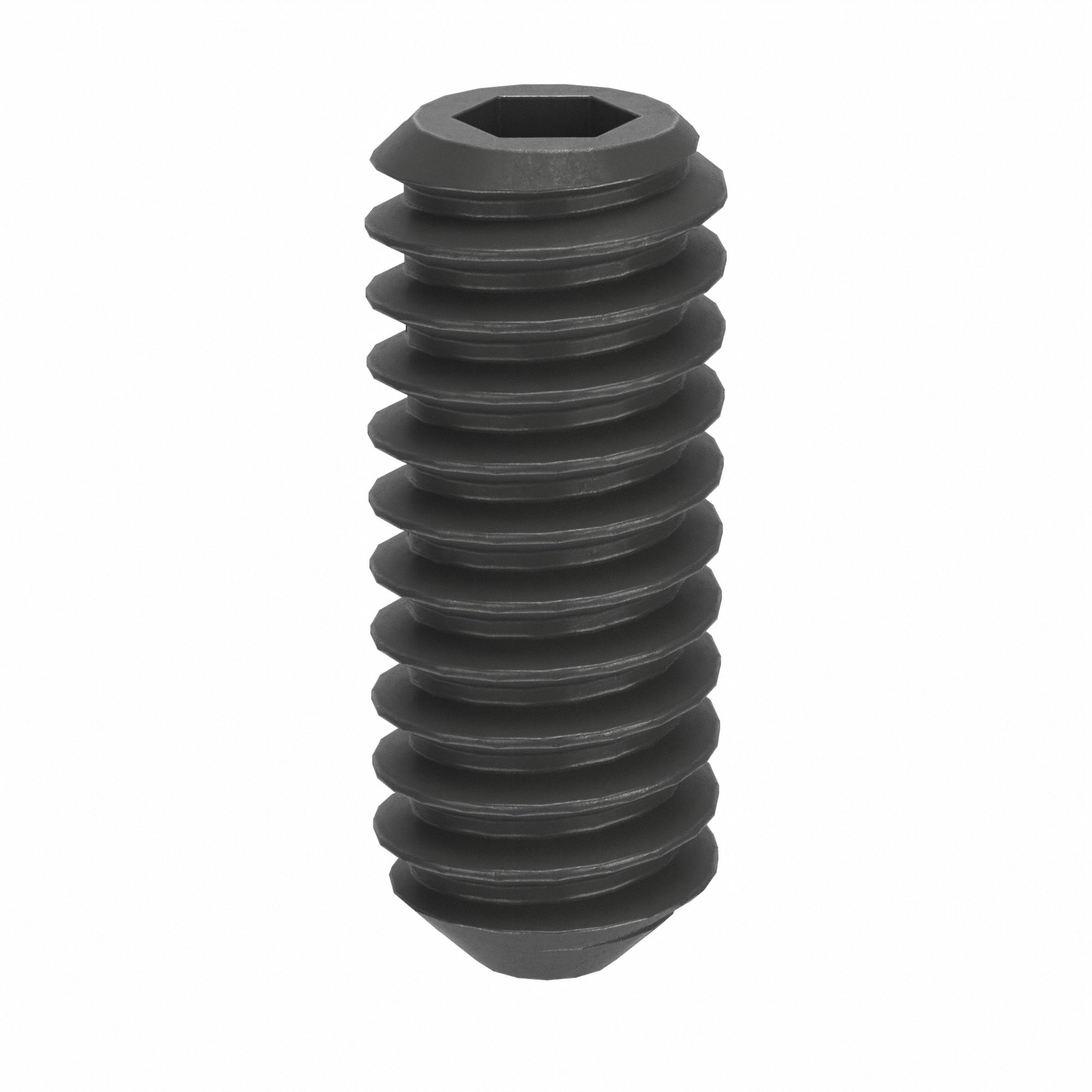 Socket Set Screw: M2x0.4 Thread Size, 5 mm Overall Lg, Cup pt, Steel, Black Oxide, Socket, 100 PK