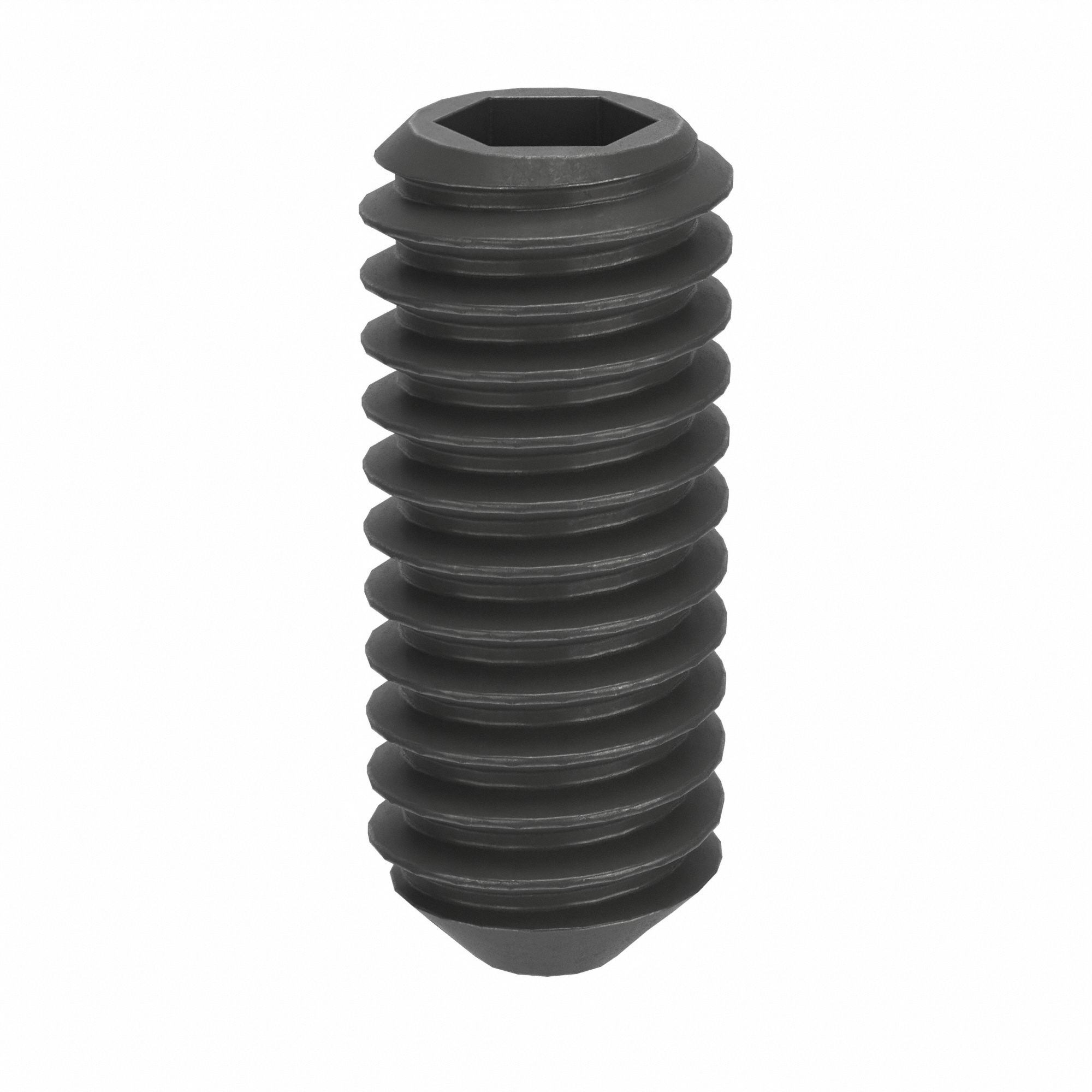 Socket Set Screw: M2.5x0.45 Thread Size, 6 mm Overall Lg, Cup pt, Steel, Black Oxide, Socket, 50 PK