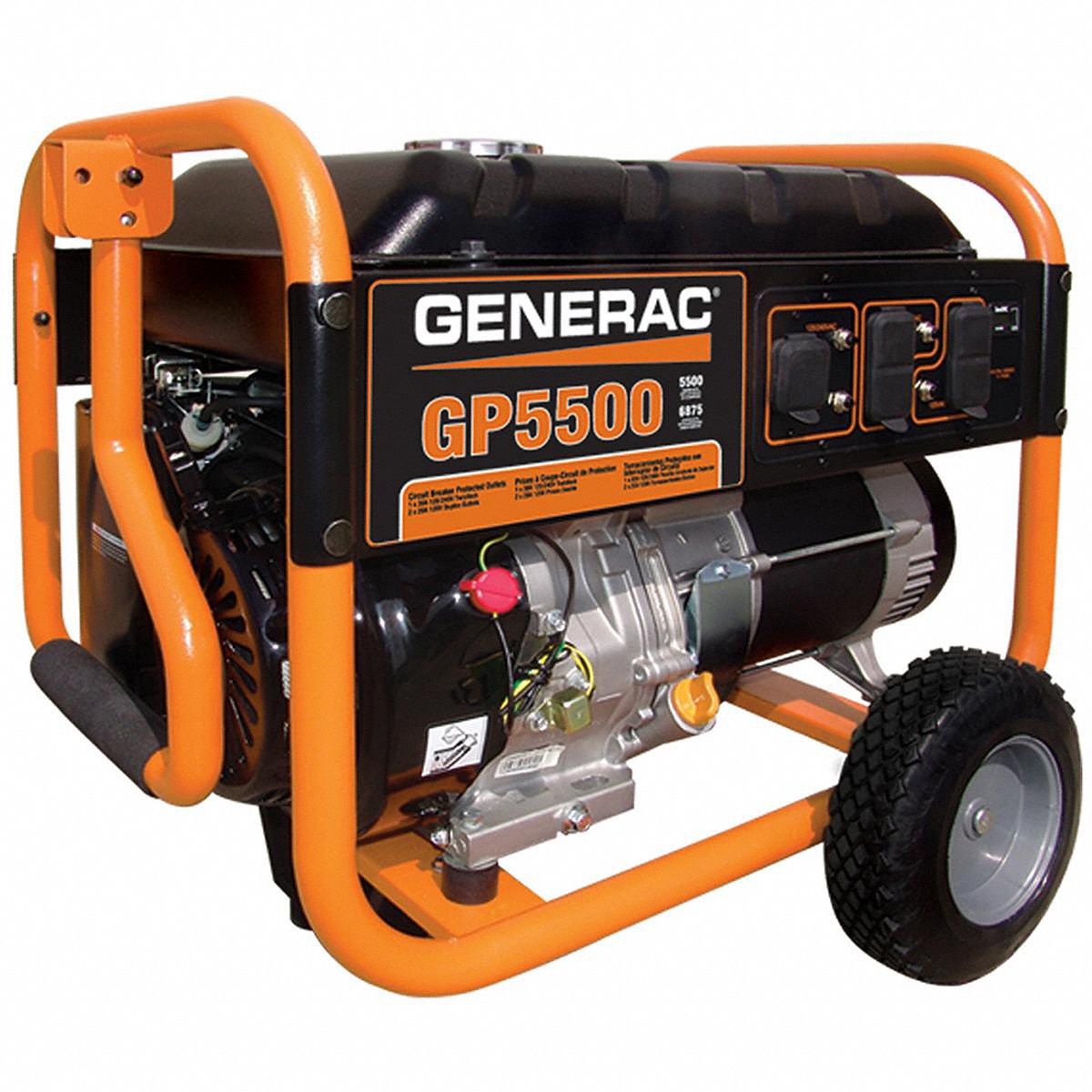 GENERAC Portable Generator, Conventional, Generator Fuel Type Gasoline