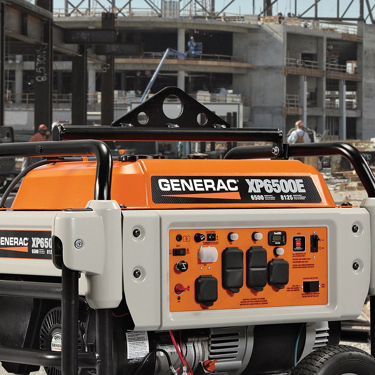 GENERAC Electric/Recoil Gasoline Portable Generator, 6500 Rated Watts