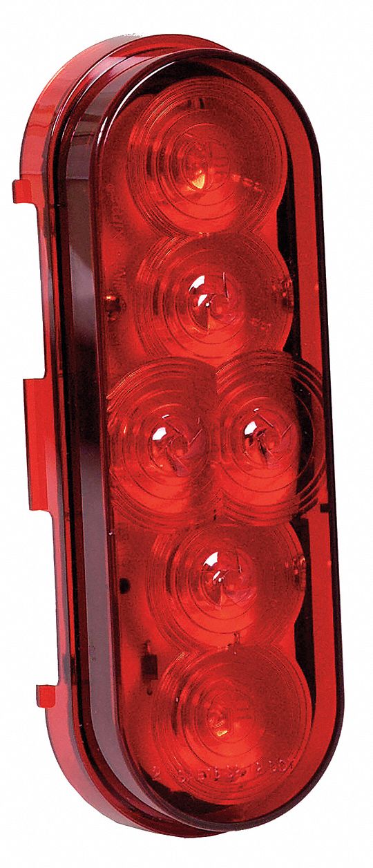 STOP/TURN/TAIL LIGHT, LED, STOP LIGHT, RED, OVAL, 2 3/16 IN OVERALL H, 6⅜ IN OVERALL W