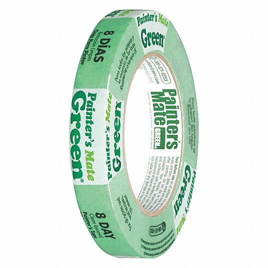 Painter's Tape: 11/16 in x 60 yd, 5.4 mil Thick, Rubber Adhesive, Indoor Only, 50° to 150°F
