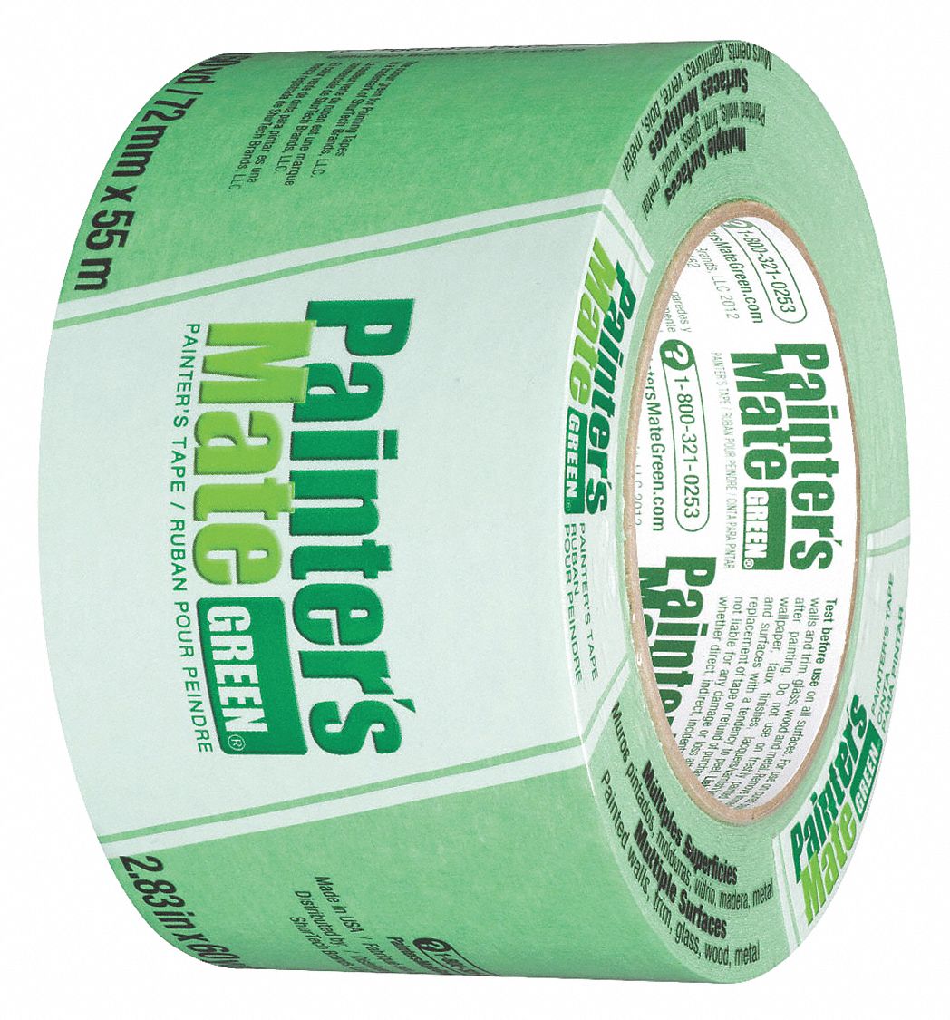 PAINTER'S TAPE, 2 13/16 IN X 60 YD, 5.4 MIL, RUBBER ADHESIVE, INDOOR, 50 °  TO 150 ° F, GREEN