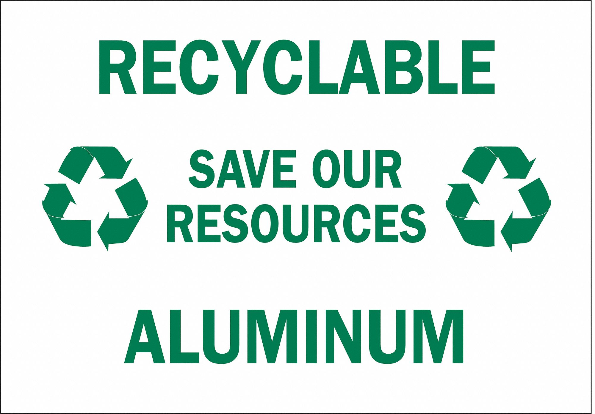 RECYCLING SIGN, POLYESTER, 2¼ IN WIDTH, 10 IN HEIGHT, WHITE, ADHESIVE SURFACE