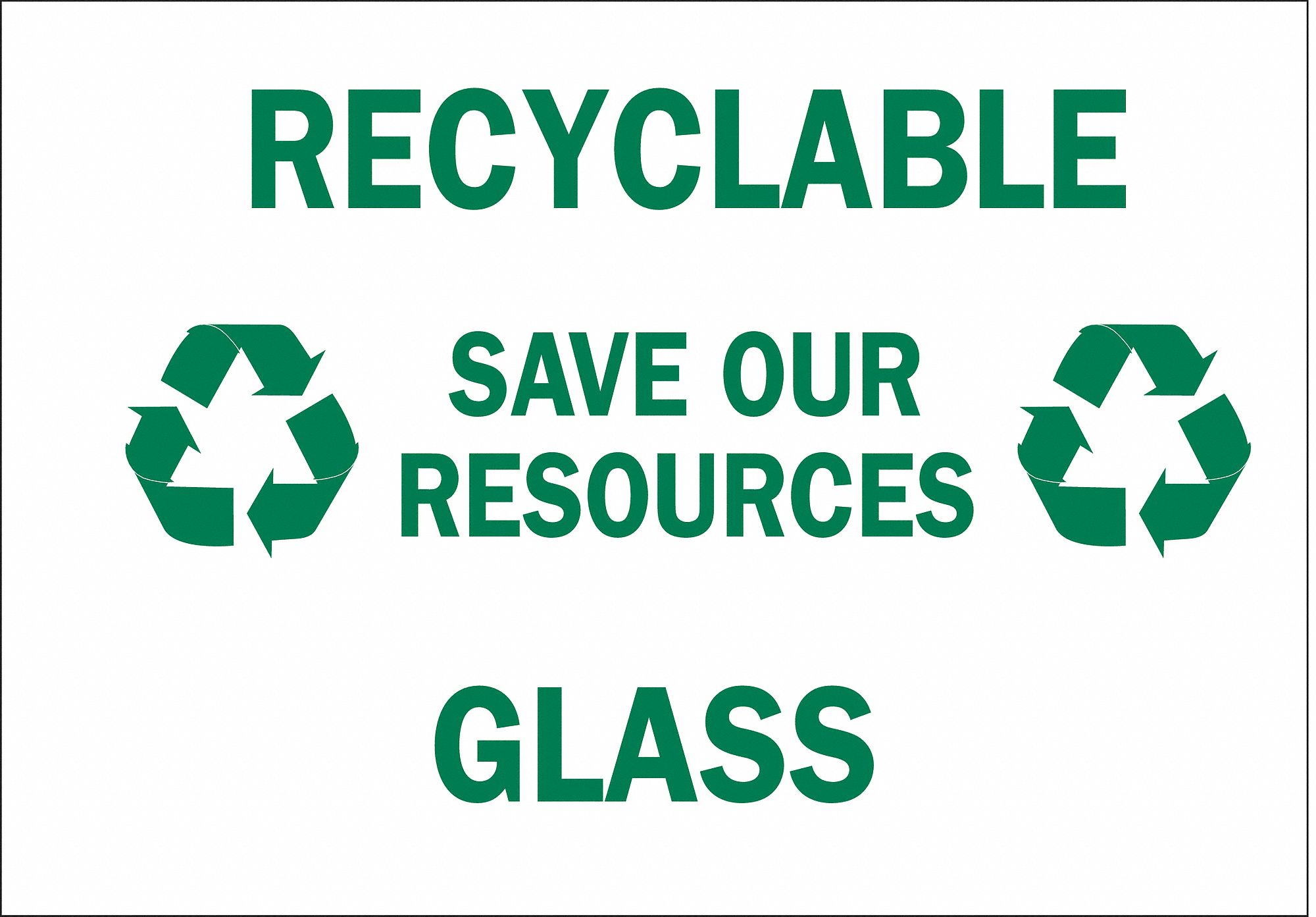 RECYCLING SIGN, POLYESTER, 10 IN WIDTH, 7 IN HEIGHT, WHITE, ADHESIVE SURFACE