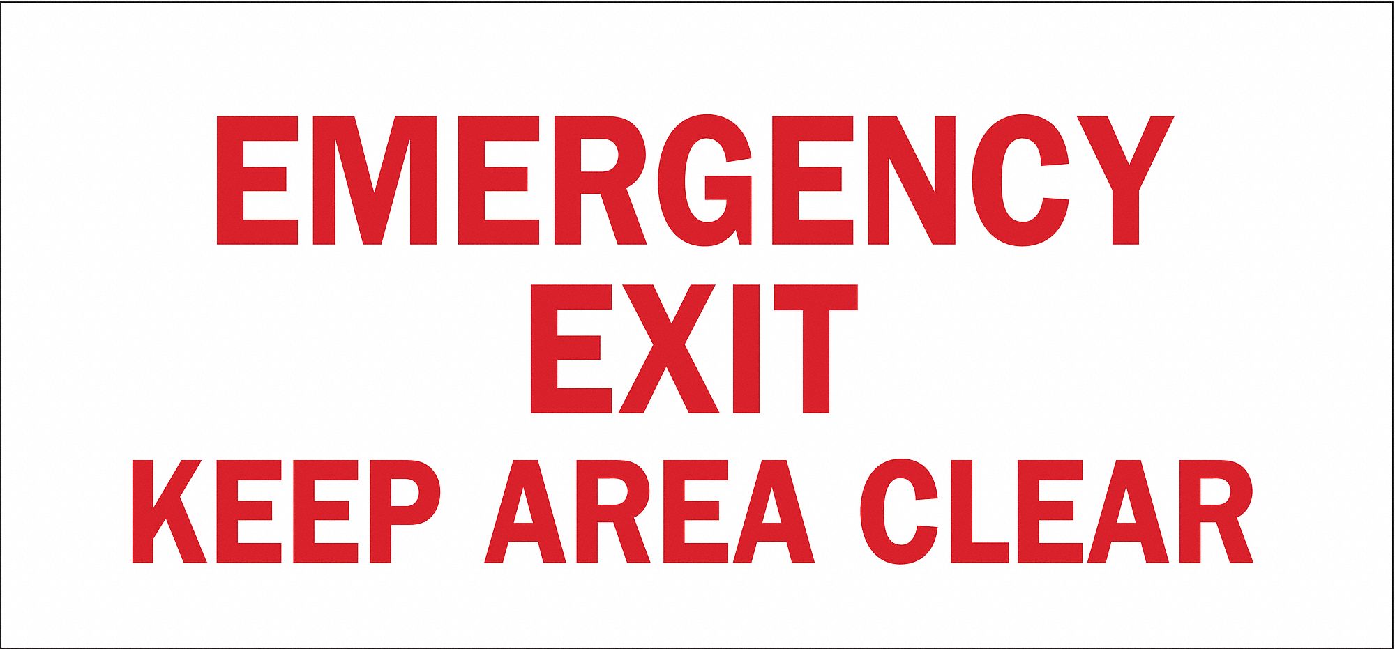 EMERGENCY EXIT SIGN, POLYESTER, 14 IN WIDTH, 6½ IN HEIGHT, ADHESIVE SURFACE