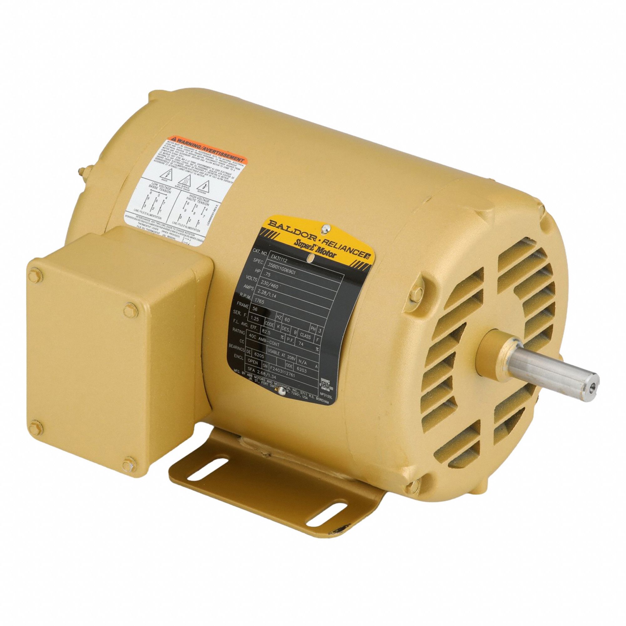 Evaporative Cooler Motor: Three Phase, Rigid Base, Three-Phase, 3/4 hp Horsepower, 1 Speed