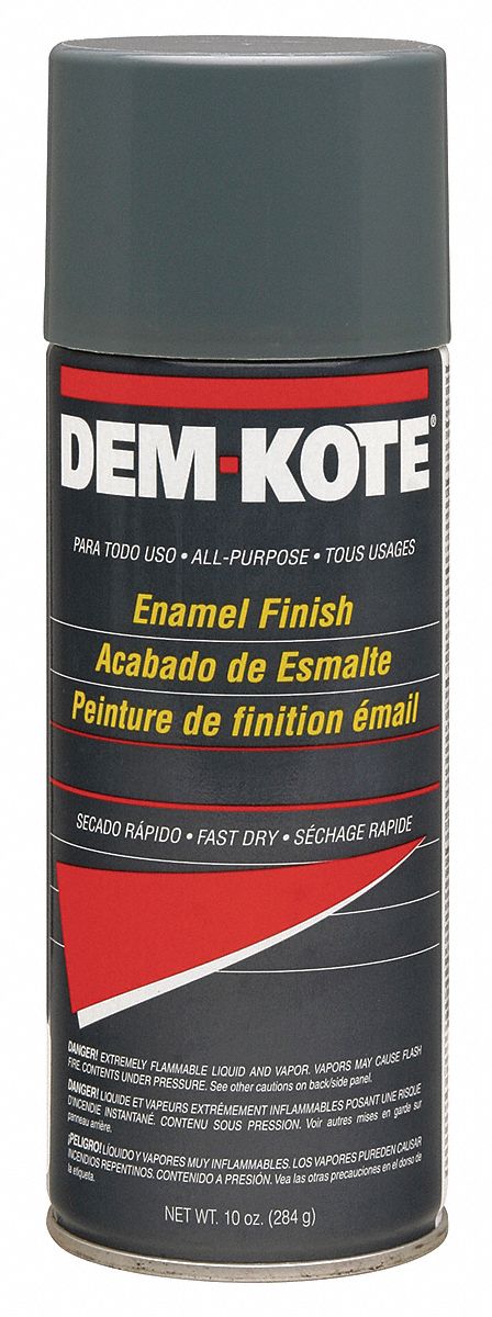 Dem-Kote Spray Paint in Gloss Machine Gray for Concrete, Masonry, Metal, Wood, 10 oz