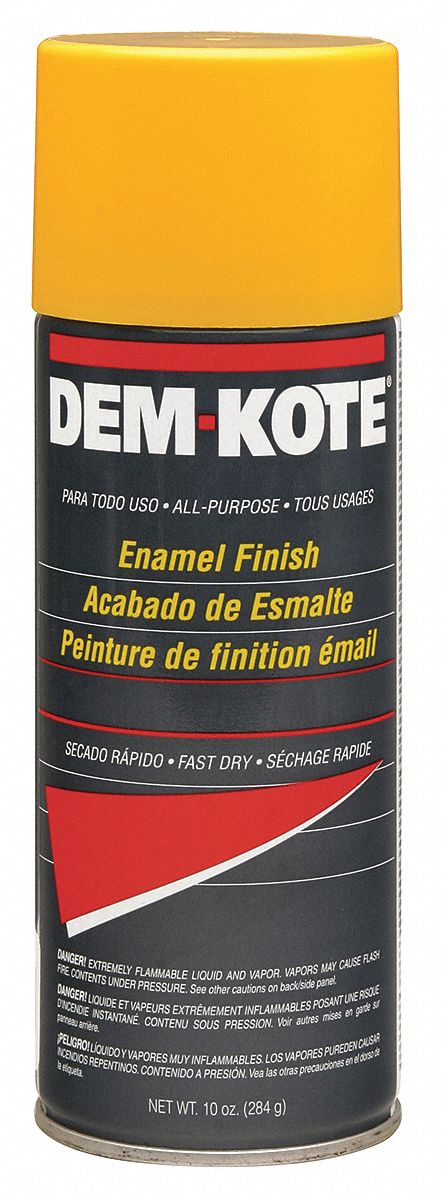 Dem-Kote Spray Paint in Gloss Safety Yellow for Concrete, Masonry, Metal, Wood, 10 oz