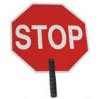 TRAFFIC PADDLE SIGN, 27 X 18 IN, HANDLE, 'STOP'/'SLOW'