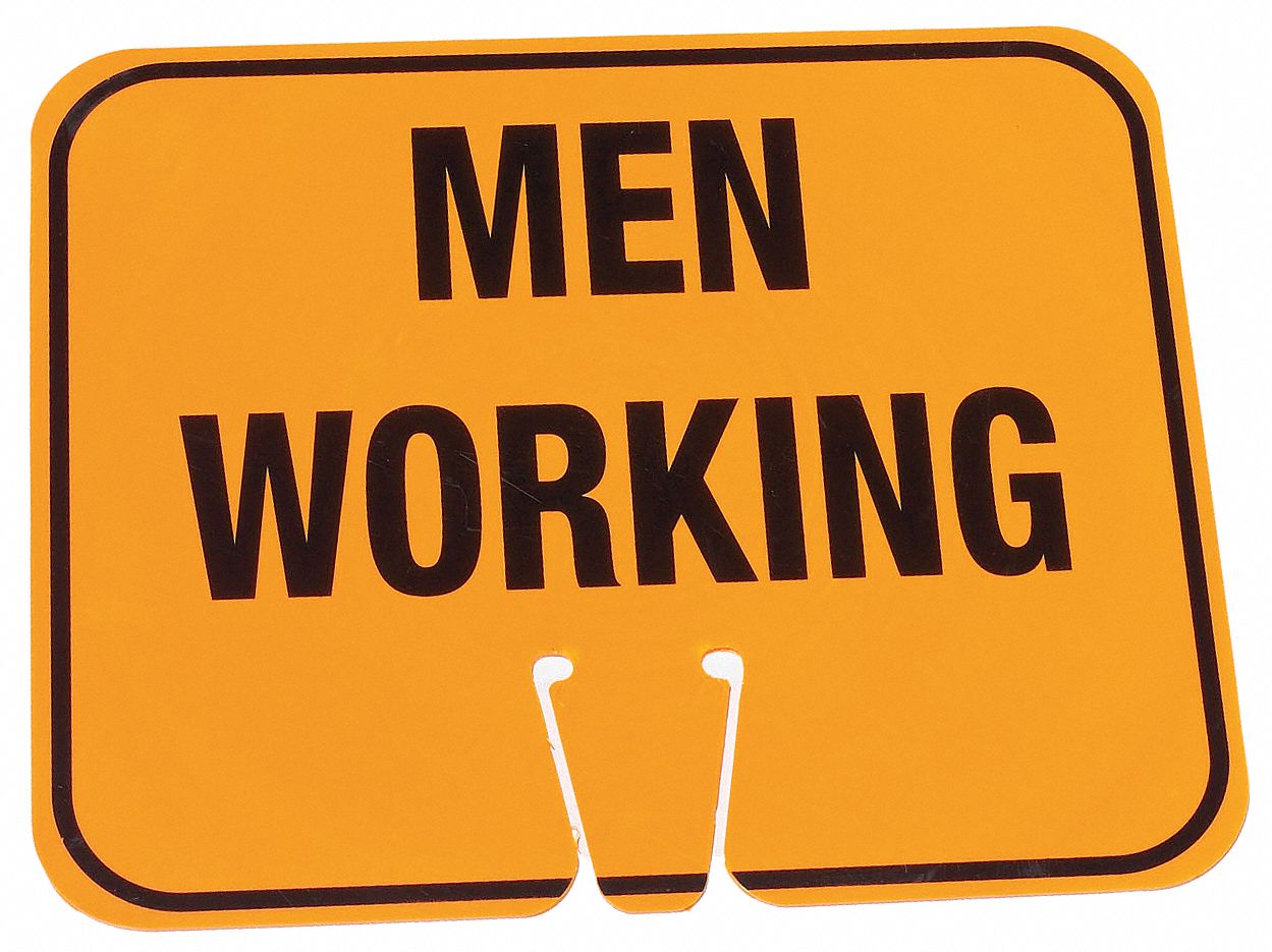 Traffic Cone Sign, Org/Black, Men Working