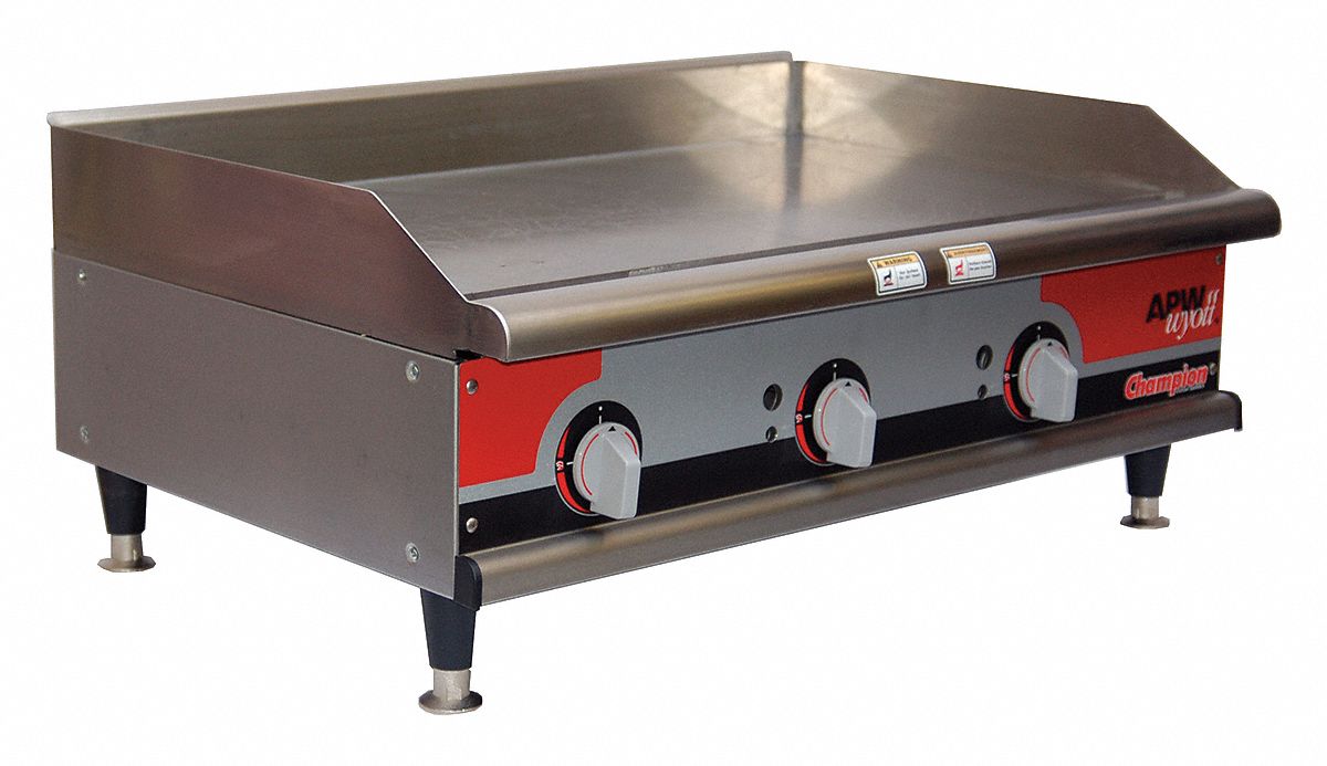 Manual Gas Griddle: Gas, Manual, 35 1/2 in x 19 1/2 in Cooking Surface