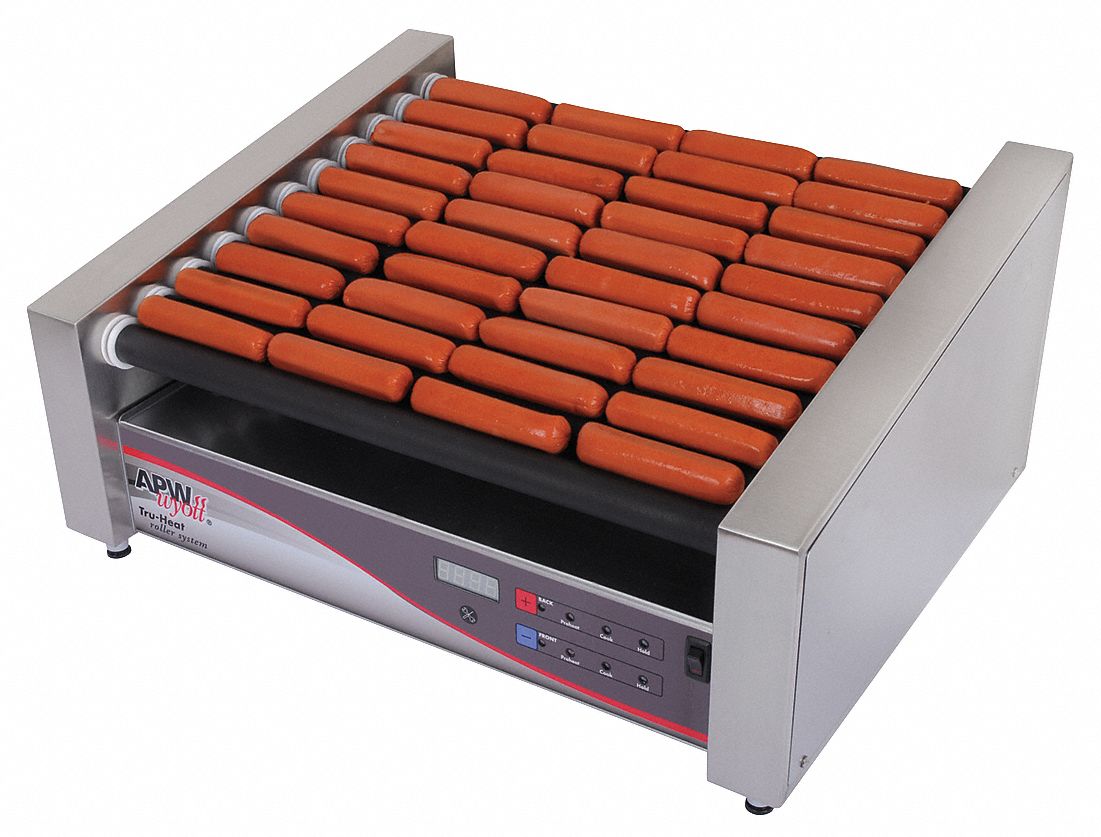 APW WYOTT Flat Hot Dog Roller Grill: Up to 50 Hot Dogs, 30 1/2 in Cooking  Surface Wd, Chrome 6FGU1|HRS-50 Grainger