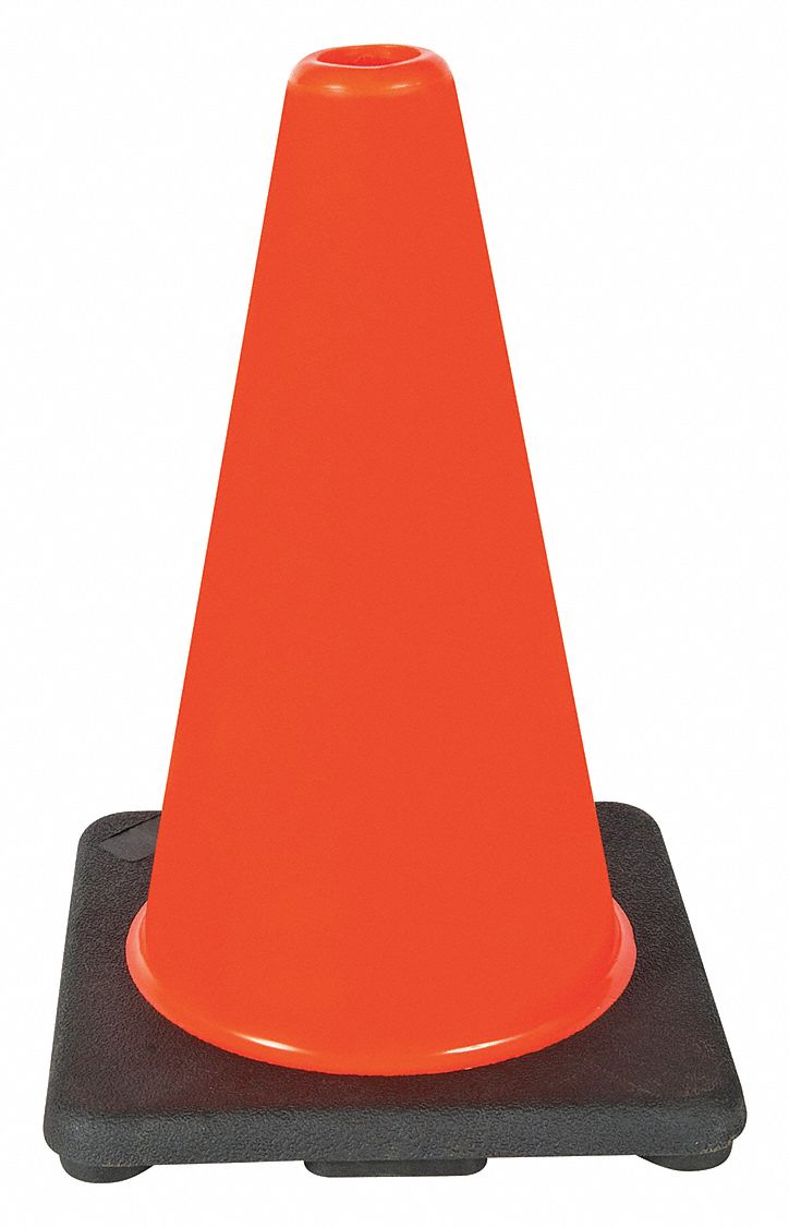 CÔNE DE SIGNALISATION, NON DESTINÉ À ÊTRE UTILISÉ SUR LA ROUTE, NON RÉFLÉCHISSANT, BASE NOIRE/ORANGE, 12PO, PVC