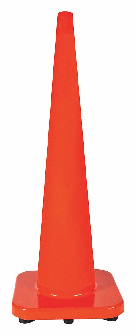 CÔNE DE SIGNALISATION, JOUR OU ROUTE À BASSE VITESSE, NON RÉFLÉCHISSANT, 36PO, ORANGE, PVC