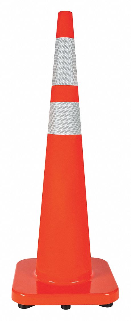 CÔNE DE SIGNALISATION, NUIT OU ROUTE À GRANDE VITESSE, RÉFLÉCHISSANT, 36PO, ORANGE, PVC