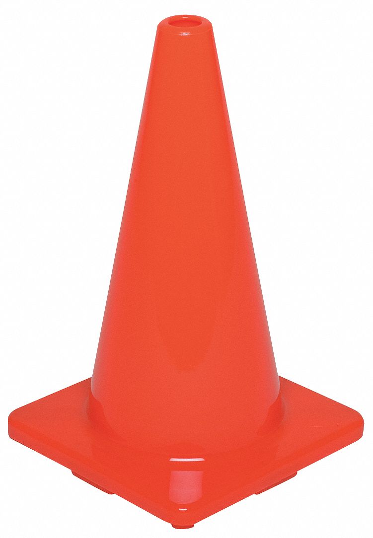 CÔNE DE SIGNALISATION, JOUR OU ROUTE À BASSE VITESSE, NON RÉFLÉCHISSANT, 18PO, ORANGE, PVC