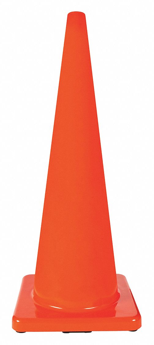 TRAFFIC CONE, DAY OR LOW-SPEED ROADWAY, NON-REFLECTIVE, 36 IN, ORANGE, PVC