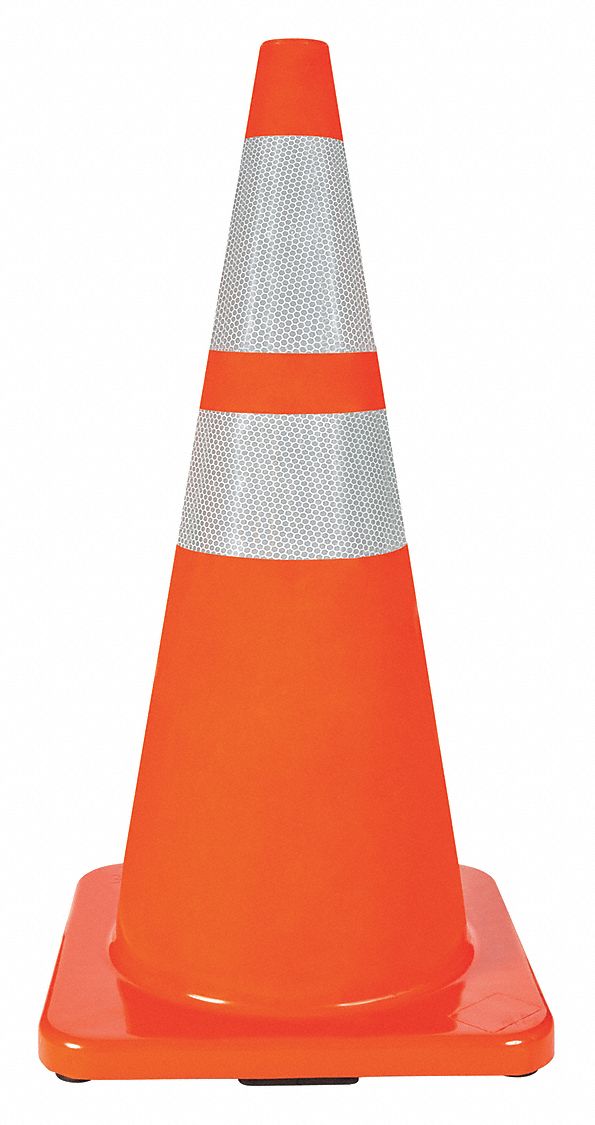 TRAFFIC CONE, DAY OR LOW-SPEED ROADWAY, REFLECTIVE, 28 IN, ORANGE, STANDARD