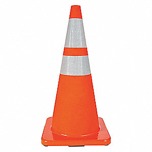 TRAFFIC CONE, DAY OR LOW-SPEED ROADWAY, REFLECTIVE, 28 IN, ORANGE, STANDARD