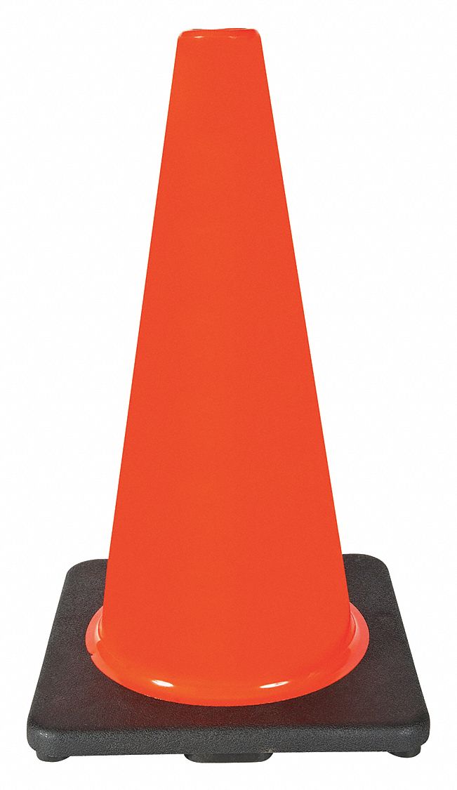 CÔNE DE SIGNALISATION, JOUR OU ROUTE À BASSE VITESSE, NON RÉFLÉCHISSANT, BASE NOIRE/ORANGE, 18PO