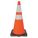 TRAFFIC CONE, NIGHT OR HIGH-SPEED ROADWAY, REFLECTIVE, ORANGE/BLACK BASE, 28 IN