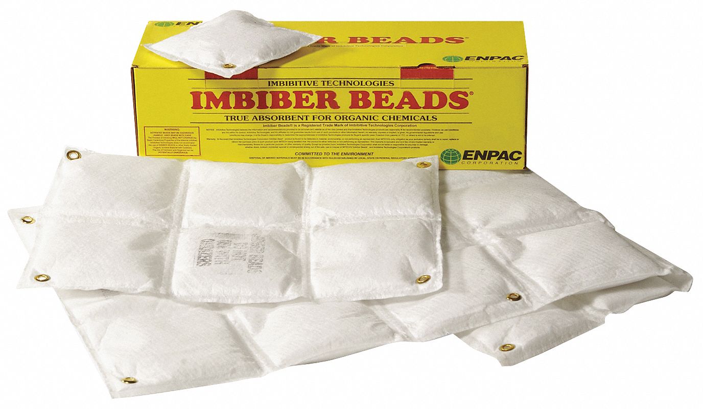IMBIBER BEADS ABSORBENT PILLOW, 8 GALLON CAPACITY, POLYPROPYLENE, 2 PK