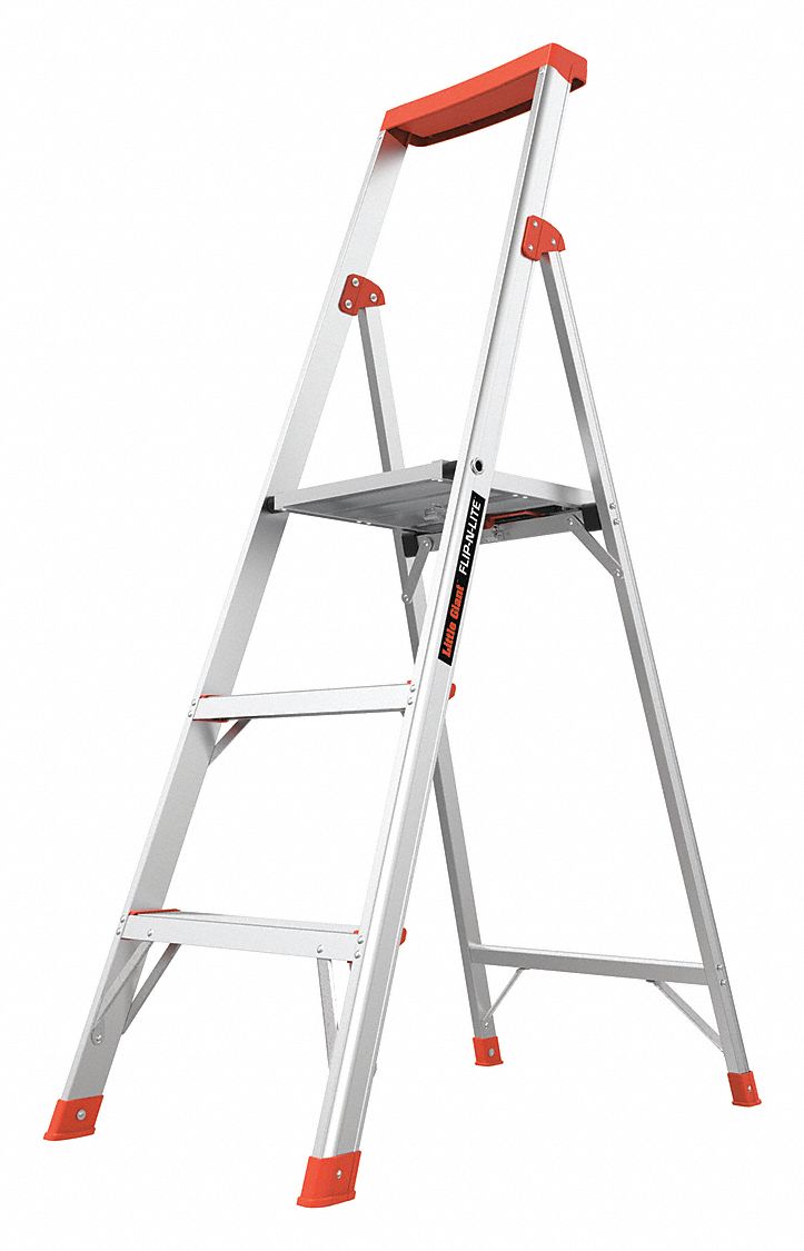 Platform Stepladder: 5 ft Ladder Size, Aluminum, 300 lb Load Capacity, 12 lb Wt