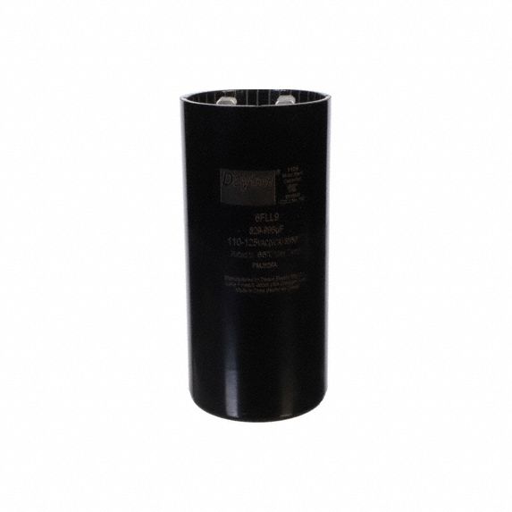 Motor Start Capacitor: Round, 4 3/8 in Case Ht, 2 1/16 in Dia, 110-125V AC, 829-995 MFD