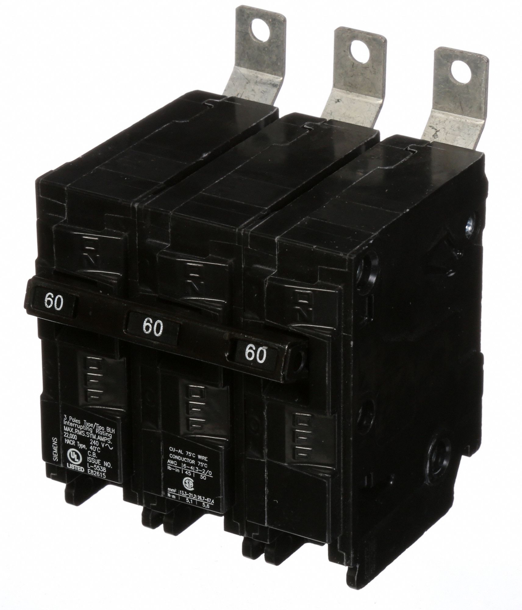 SIEMENS Miniature Circuit Breaker 60 A Amps, 240V AC, Three Phase