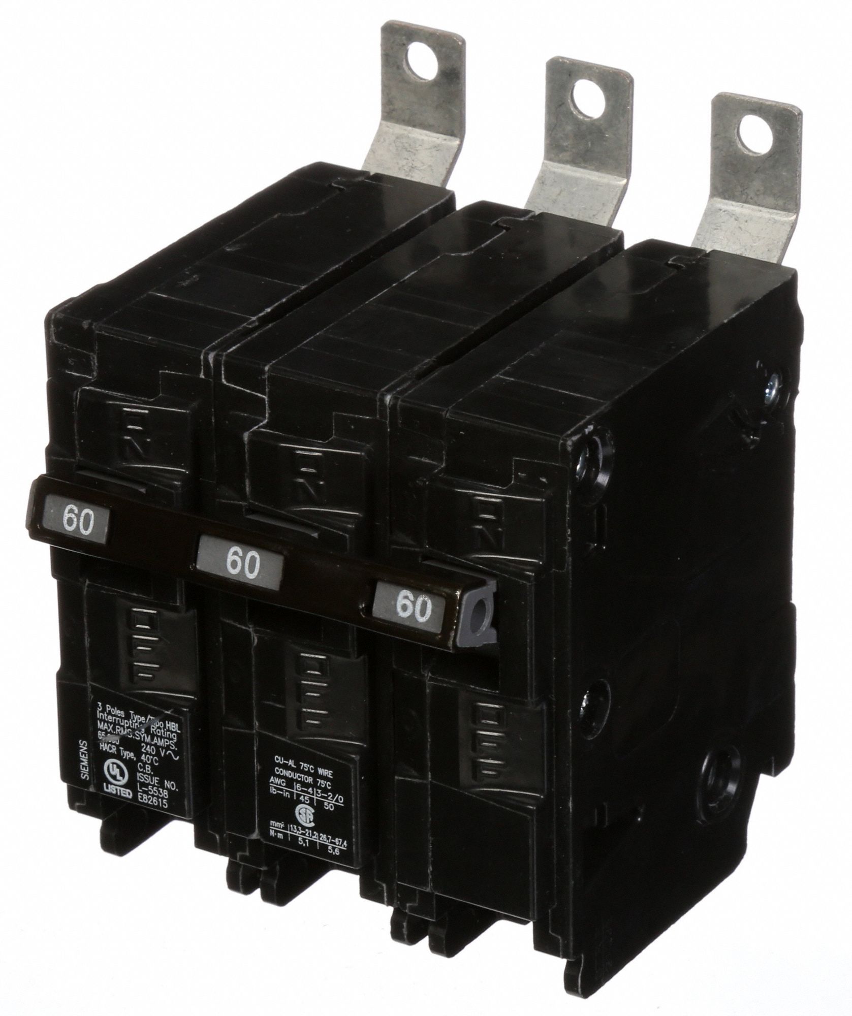 SIEMENS Miniature Circuit Breaker: 60 A Amps, 240V AC, Three Phase ...