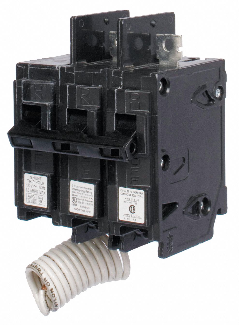 Miniature Circuit Breaker: 30 A Amps, 120/240V AC, 2 Poles, Shunt Trip