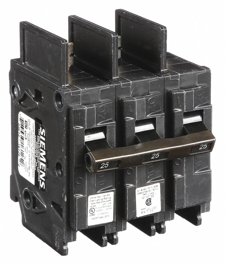 Miniature Circuit Breaker: 25 A Amps, 240V AC, 3 Poles, Std