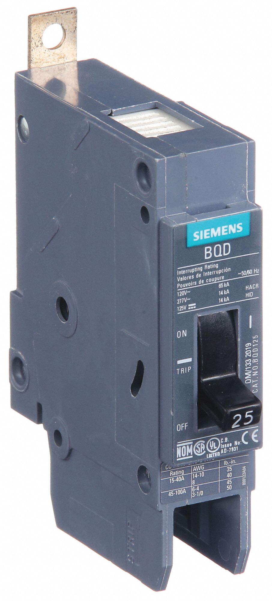 Miniature Circuit Breaker: 25 A Amps, 277V AC, 1 Poles, Std