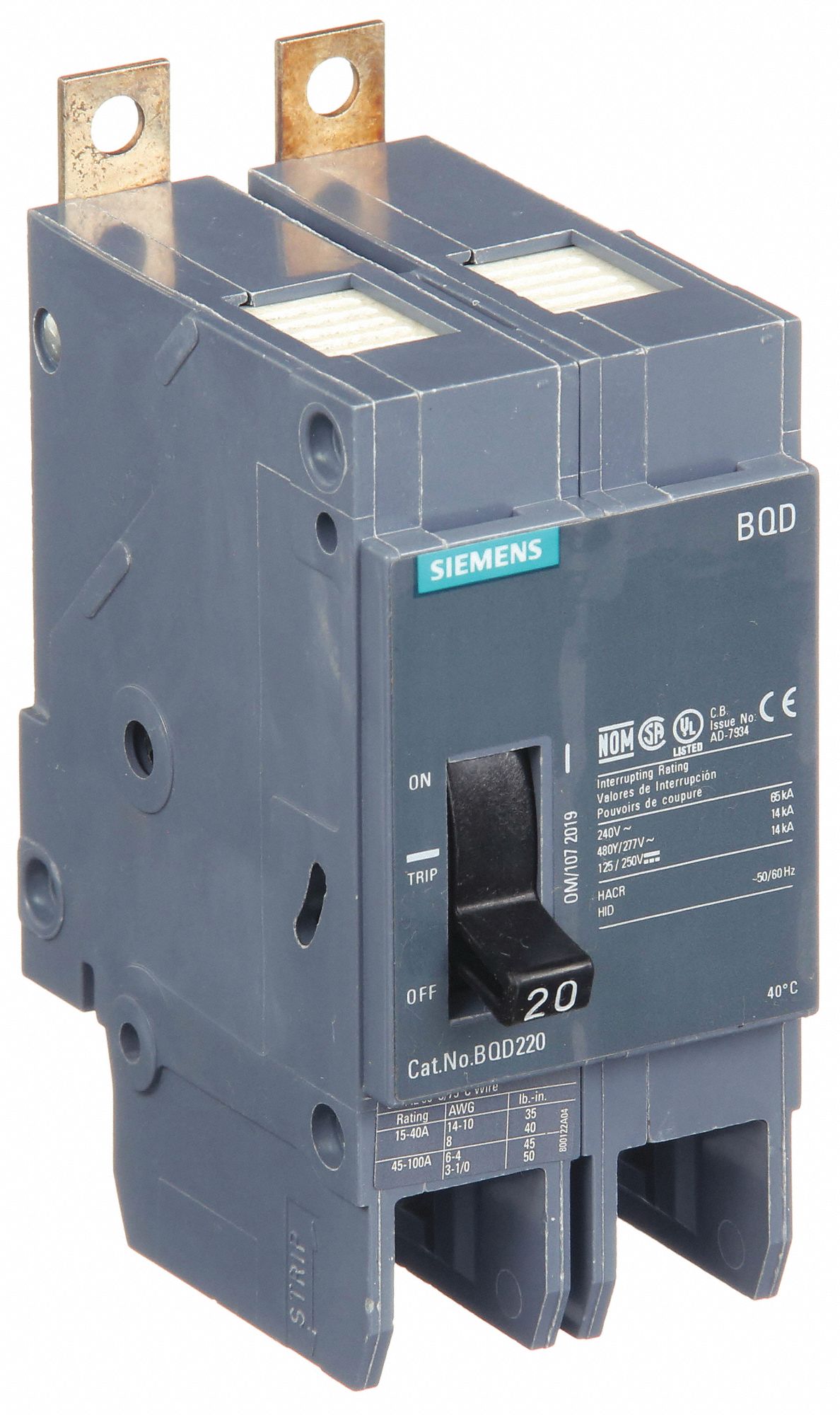 Miniature Circuit Breaker: 20 A Amps, 480V AC, 2 Poles, Std