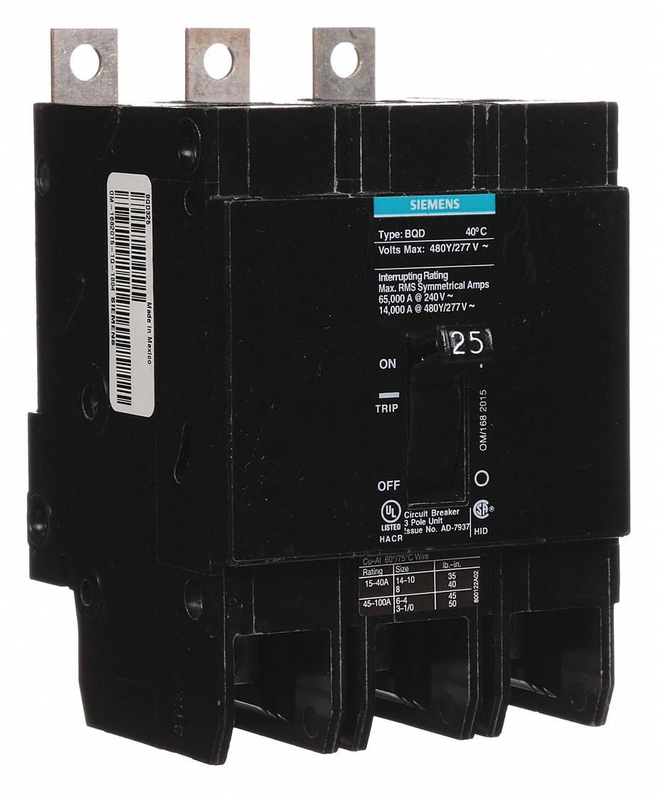 Miniature Circuit Breaker: 25 A Amps, 480V AC, 3 Poles, Std