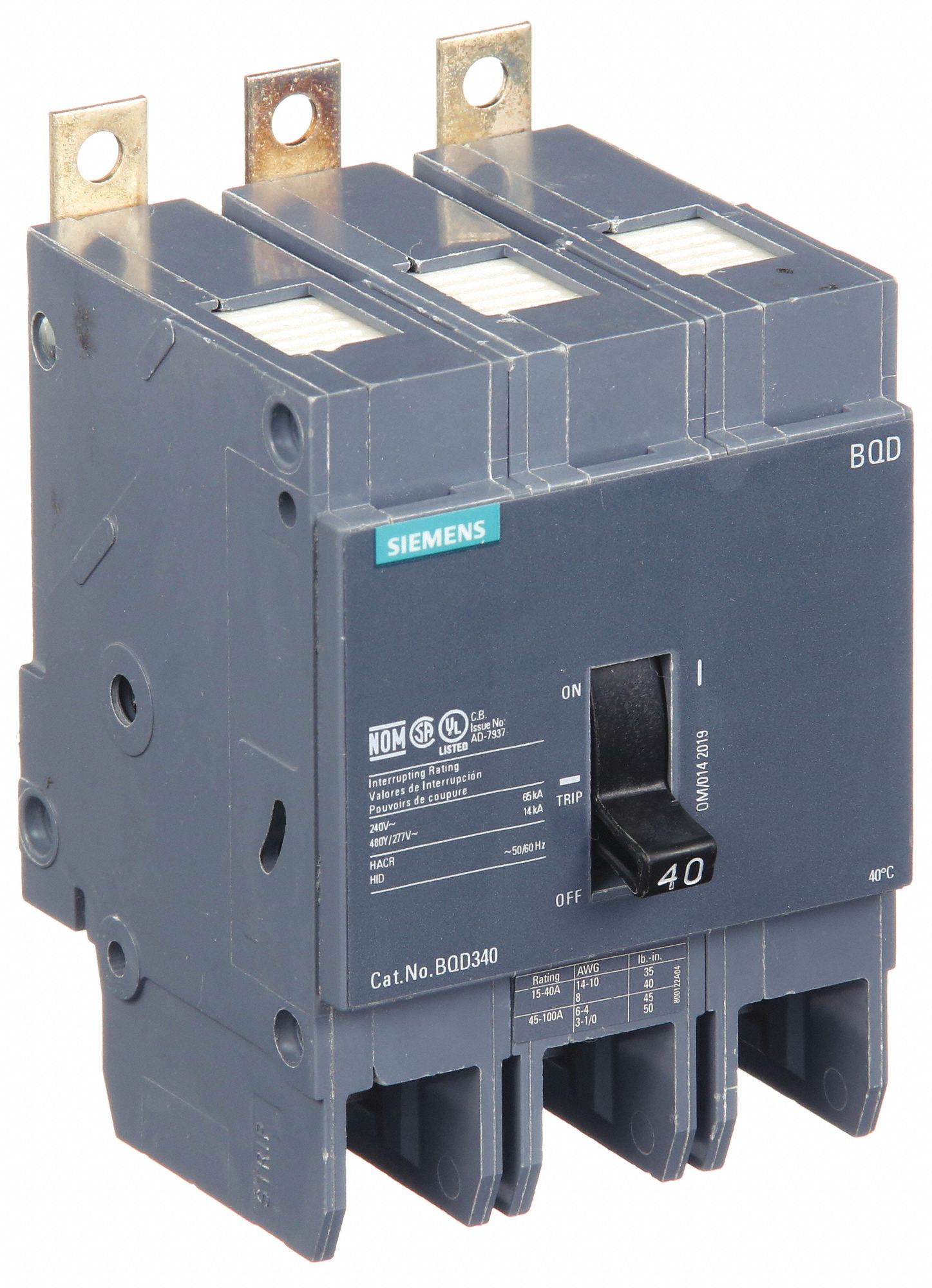 Miniature Circuit Breaker: 40 A Amps, 480V AC, 3 Poles, Std