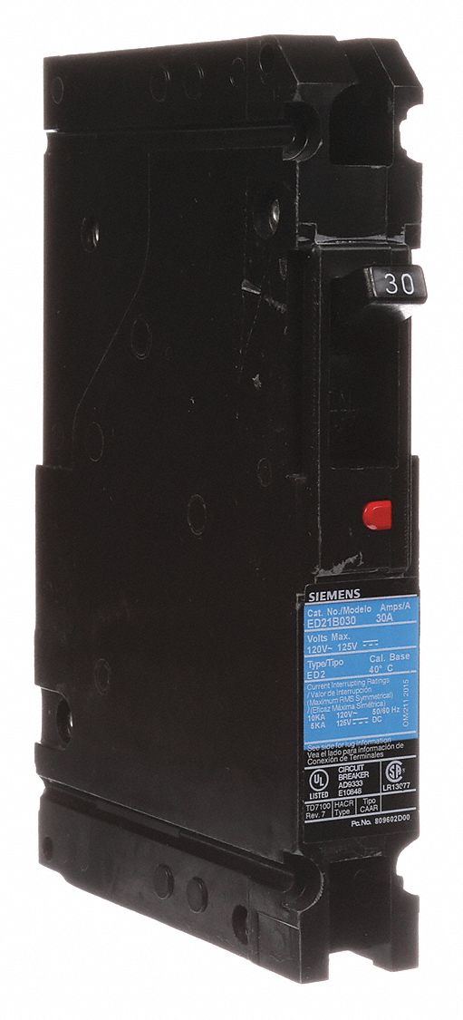 Molded Case Circuit Breaker: 30 A Amps, 10kA at 120V AC, Fixed, Load Side Lug, Any