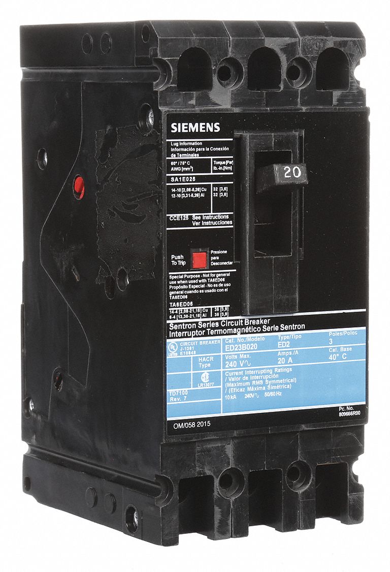 SIEMENS, 20 A Amps, 10kA at 240V AC, Molded Case Circuit Breaker
