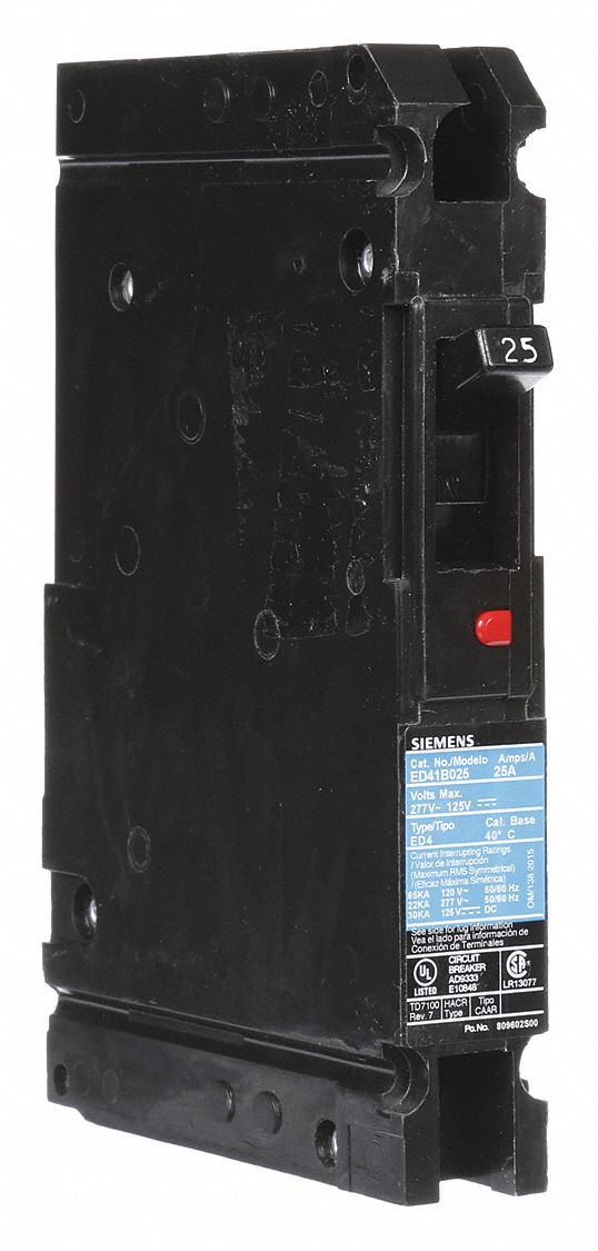 SIEMENS Molded Case Circuit Breaker: 25 A Amps, 22kA At 277V AC, Fixed ...