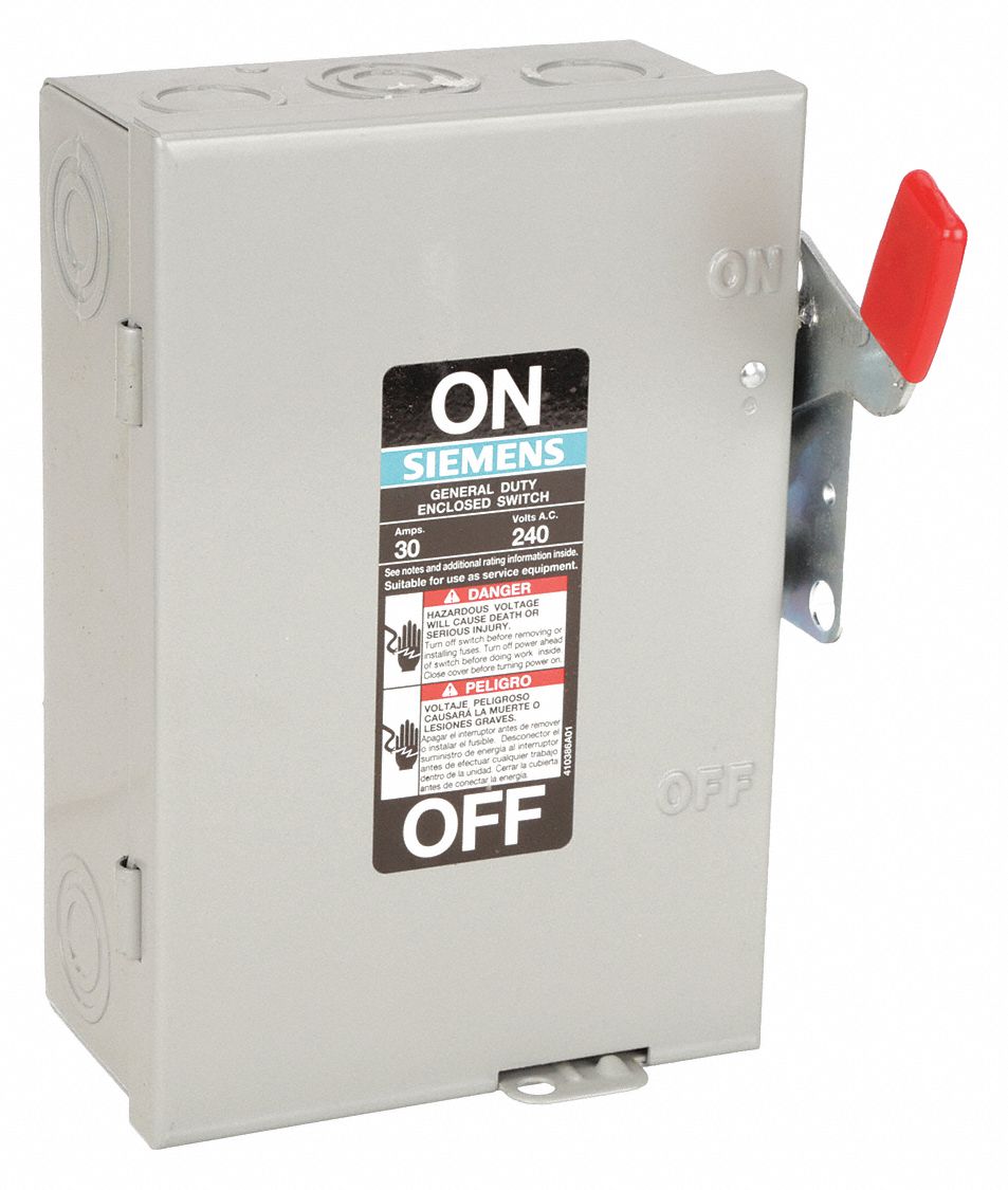 Safety Switch, Fusible, General, 240V AC Voltage, 1 Phase, 3 hp @ 240V ...