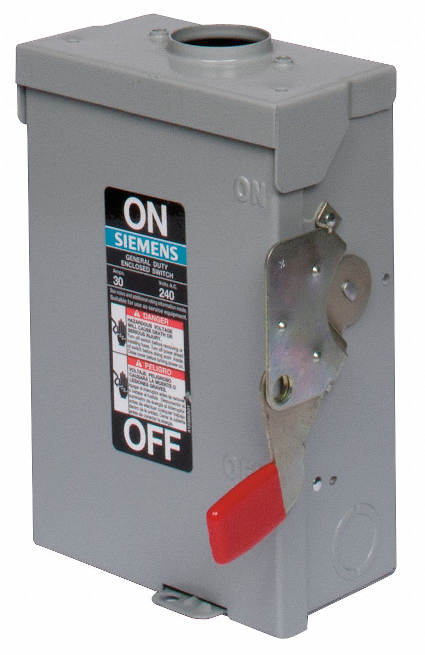 Safety Switch: Fusible, 100 A, Single Phase, 240V AC, Galvanized Steel, Indoor/Outdoor