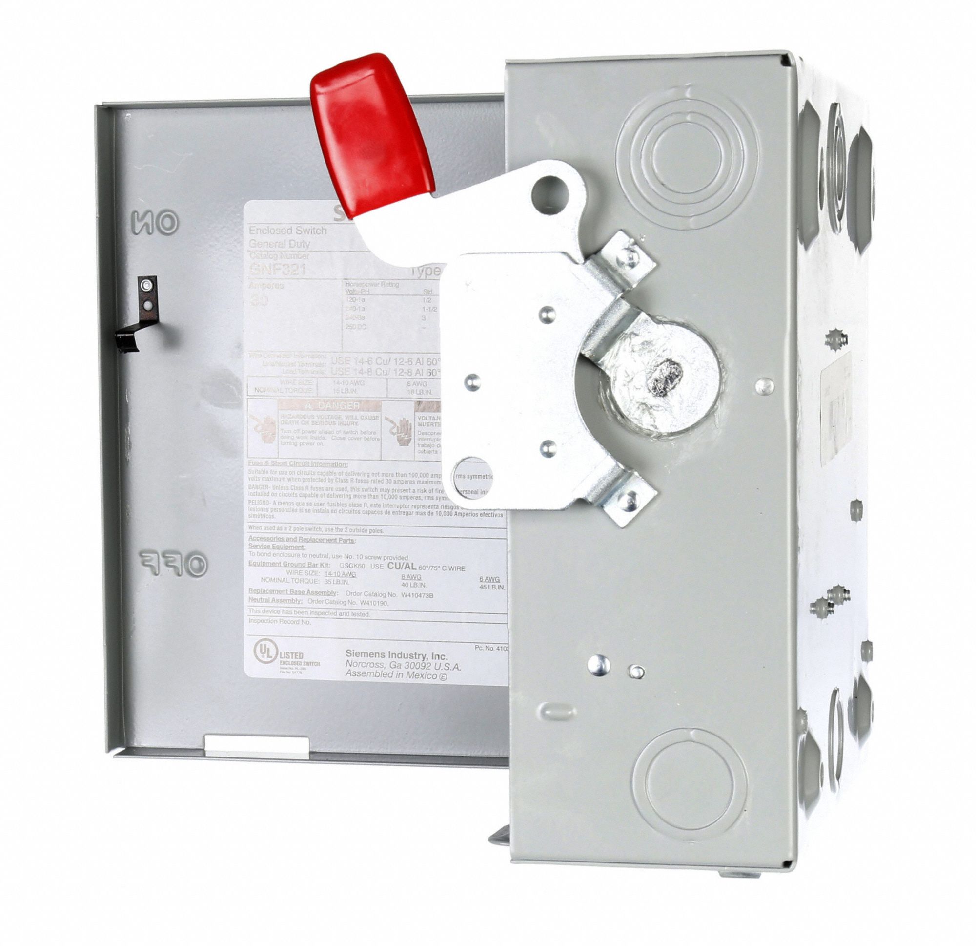 SIEMENS Safety Switch, Nonfusible, General, 240V AC Voltage, 3 Phase, 7