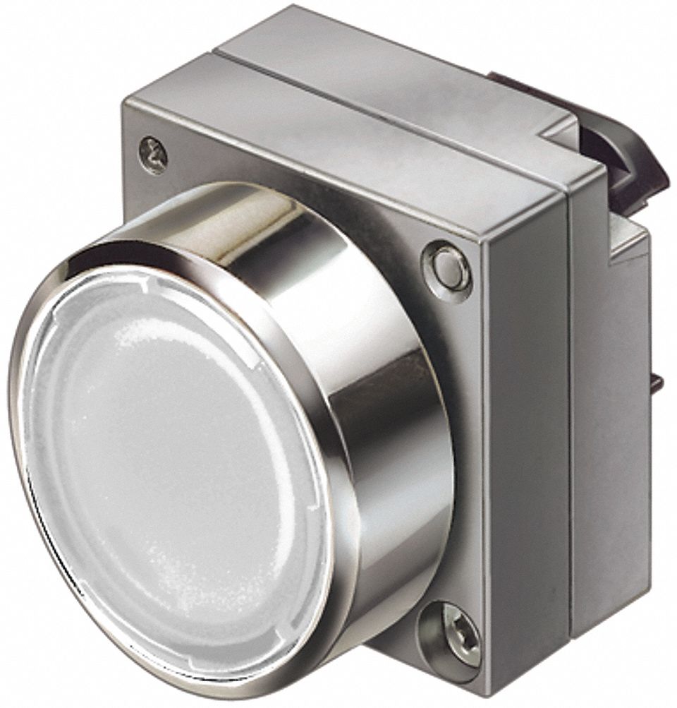 Illuminated Push Button Operator, 22mm, Momentary, Flush Button, Metal