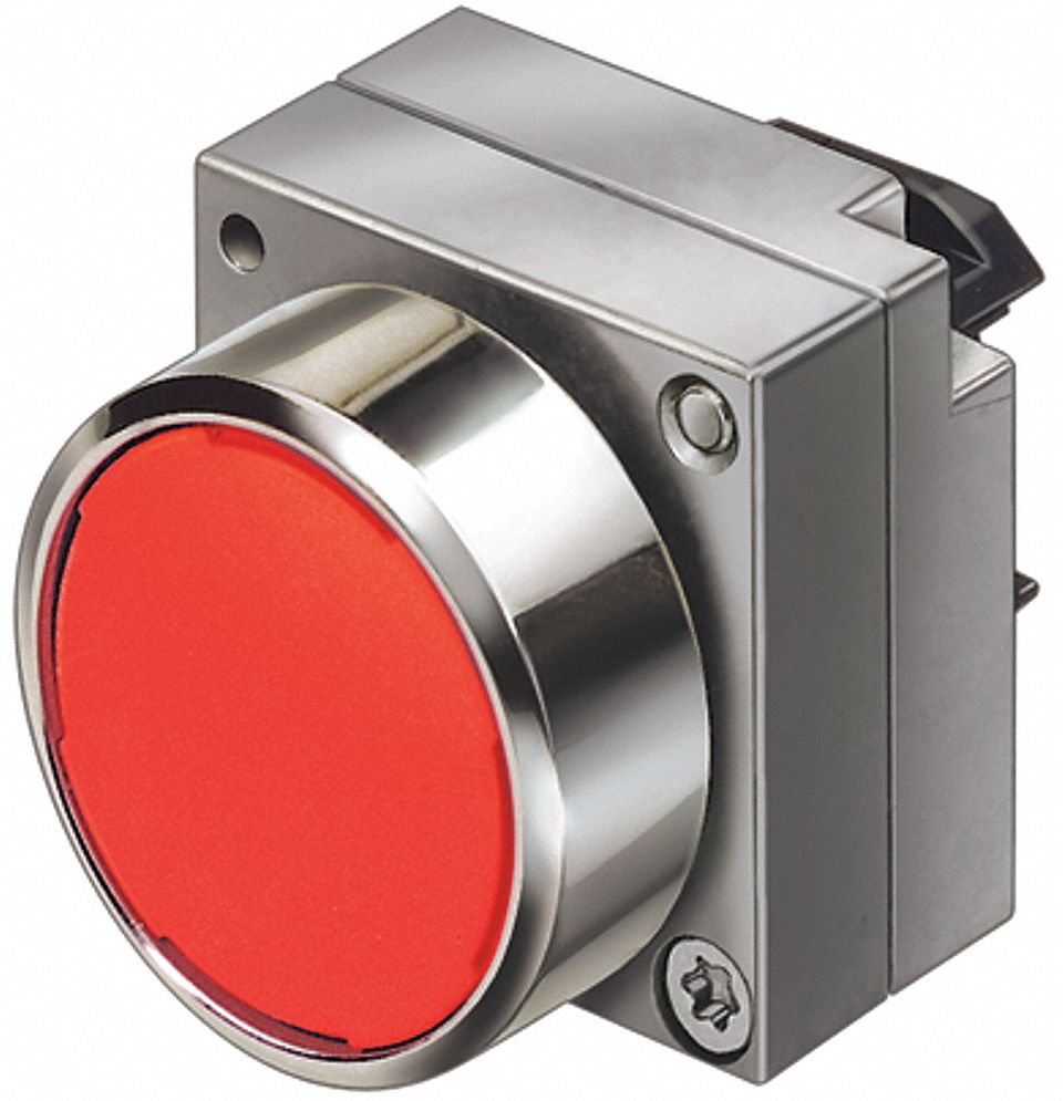 Illuminated Push Button Operator, 22mm, Maintained, Flush Button, Metal