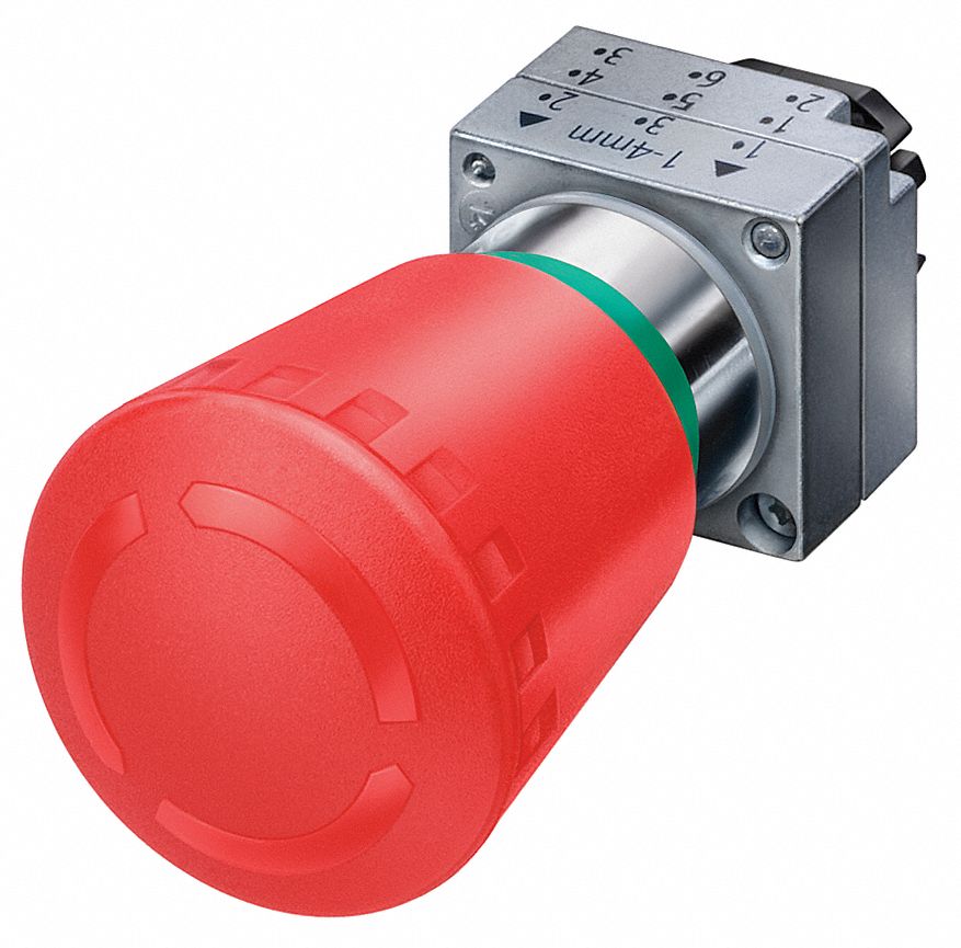 SIEMENS Push Button Operator, Metal, Maintained Push / Turn To Release