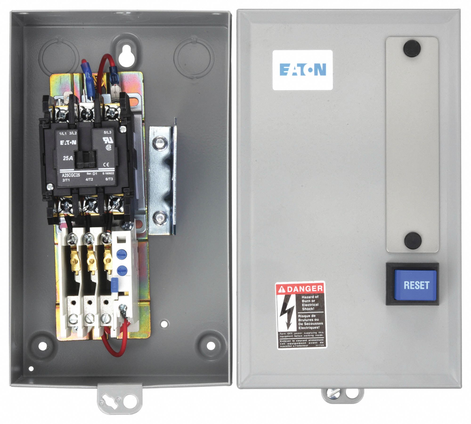 Definite Purpose Magnetic Motor Starter: Non-Reversing, 3 Poles, 25 A, 480V AC Coil, Thermal